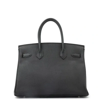 Pre-owned Hermes  Hermes Birkin Handbag Black Epsom With Palladium Hardware 30 In Black