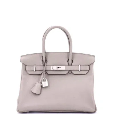 Pre-owned Hermes  Hermes Birkin Handbag Grey Novillo With Palladium Hardware 30 In Gray