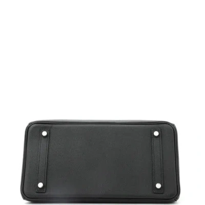 Pre-owned Hermes  Hermes Birkin Handbag Black Epsom With Palladium Hardware 30 In Black