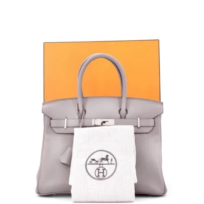 Pre-owned Hermes  Hermes Birkin Handbag Grey Novillo With Palladium Hardware 30 In Gray