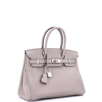 Pre-owned Hermes  Hermes Birkin Handbag Grey Novillo With Palladium Hardware 30 In Gray