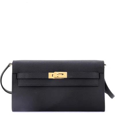 Pre-owned Hermes  Hermes Kelly To Go Wallet Epsom In Black