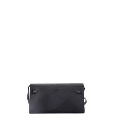 Pre-owned Hermes  Hermes Kelly To Go Wallet Epsom In Black