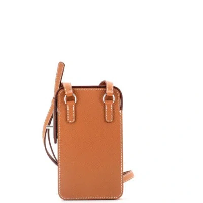 Pre-owned Hermes  Hermes Hac A Box Phone Case Epsom In Brown