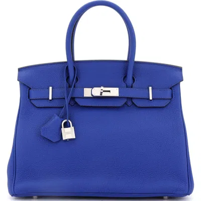 Pre-owned Hermes  Hermes Birkin Handbag Blue Swift With Palladium Hardware 30
