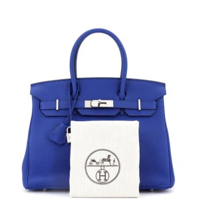 Pre-owned Hermes  Hermes Birkin Handbag Blue Swift With Palladium Hardware 30