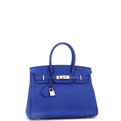Pre-owned Hermes  Hermes Birkin Handbag Blue Swift With Palladium Hardware 30
