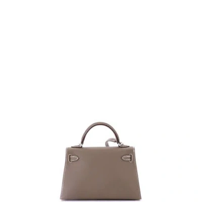 Pre-owned Hermes  Hermes Kelly Mini Ii Bag Grey Epsom With Palladium Hardware 20 In Brown