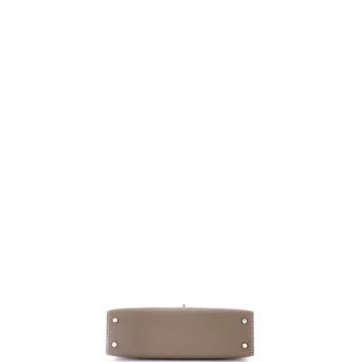 Pre-owned Hermes  Hermes Kelly Mini Ii Bag Grey Epsom With Palladium Hardware 20 In Brown