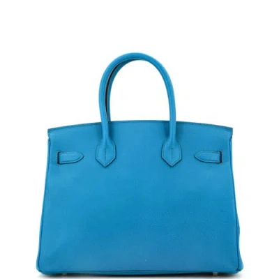 Pre-owned Hermes  Hermes Birkin Handbag Blue Epsom With Palladium Hardware 30 In Blue