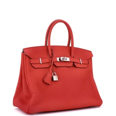 Pre-owned Hermes  Hermes Birkin Handbag Red Togo With Palladium Hardware 35 In Red