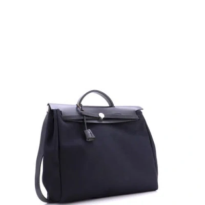 Pre-owned Hermes  Hermes Herbag Toile And Leather Mm In Black