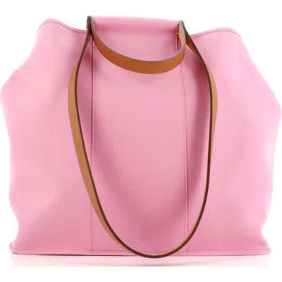 Pre-owned Hermes  Hermes Cabag Elan Toile And Leather 39 In Pink