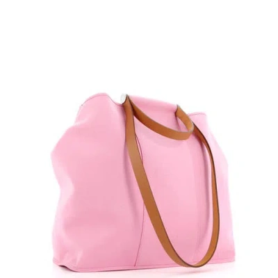 Pre-owned Hermes  Hermes Cabag Elan Toile And Leather 39 In Pink