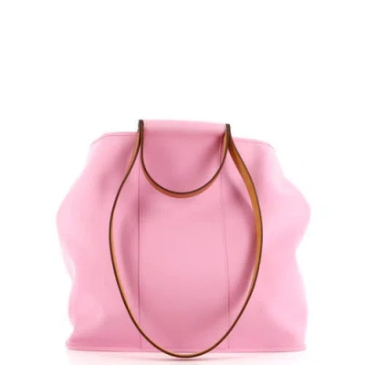 Pre-owned Hermes  Hermes Cabag Elan Toile And Leather 39 In Pink