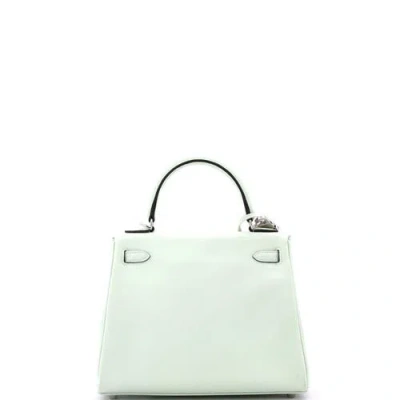 Pre-owned Hermes  Hermes Kelly Handbag Green Swift With Palladium Hardware 25