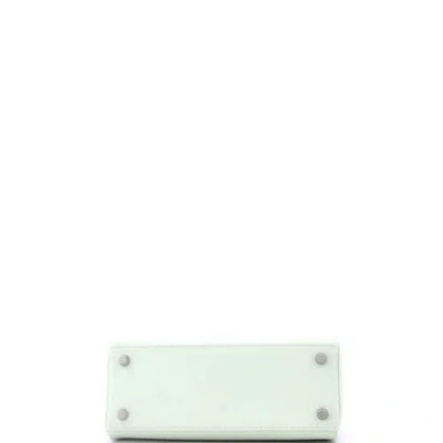 Pre-owned Hermes  Hermes Kelly Handbag Green Swift With Palladium Hardware 25