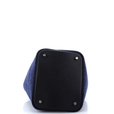 Pre-owned Hermes  Hermes Picotin Lock Bag Felt With Leather Mm In Blue