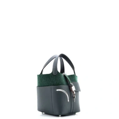 Pre-owned Hermes  Hermes Go Team Picotin Lock Bag Feutre Wool And Swift Pm In Green
