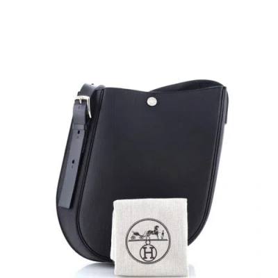 Pre-owned Hermes  Hermes Perspective Cavaliere Bag Togo And Vache Hunter 28 In Black