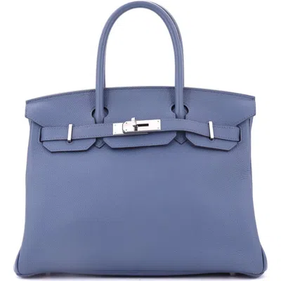 Pre-owned Hermes  Hermes Birkin Handbag Blue Togo With Palladium Hardware 30