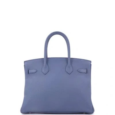 Pre-owned Hermes  Hermes Birkin Handbag Blue Togo With Palladium Hardware 30