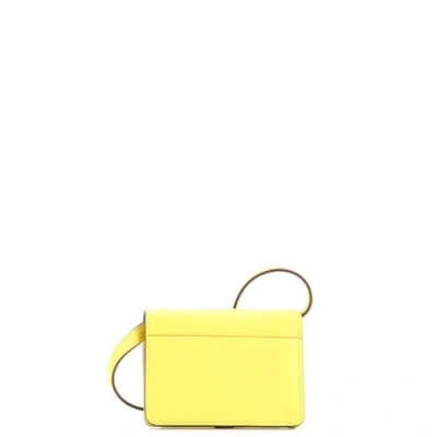 Pre-owned Hermes  Hermes Chien Card Holder With Strap Swift And Chevre Mysore In Yellow