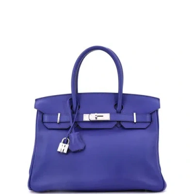 Pre-owned Hermes  Hermes Birkin Handbag Blue Swift With Palladium Hardware 30