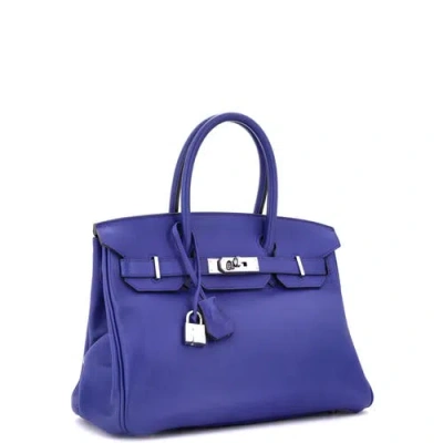 Pre-owned Hermes  Hermes Birkin Handbag Blue Swift With Palladium Hardware 30
