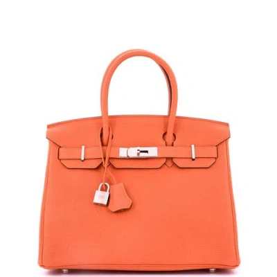 Pre-owned Hermes  Hermes Birkin Handbag Orange Togo With Palladium Hardware 30 In Orange