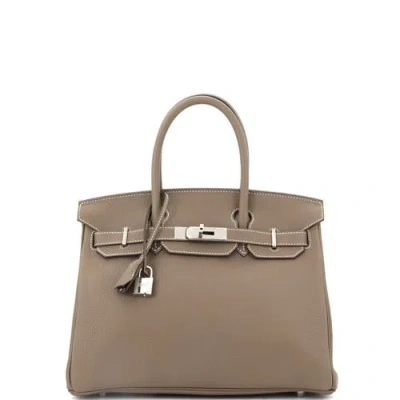 Pre-owned Hermes  Hermes Birkin Handbag Grey Togo With Palladium Hardware 30 In Brown