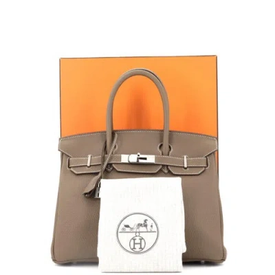 Pre-owned Hermes  Hermes Birkin Handbag Grey Togo With Palladium Hardware 30 In Brown