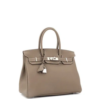 Pre-owned Hermes  Hermes Birkin Handbag Grey Togo With Palladium Hardware 30 In Brown