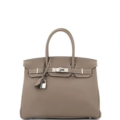 Pre-owned Hermes  Hermes Birkin Handbag Grey Togo With Palladium Hardware 30 In Brown