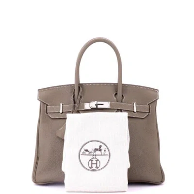 Pre-owned Hermes  Hermes Birkin Handbag Grey Togo With Palladium Hardware 30 In Brown