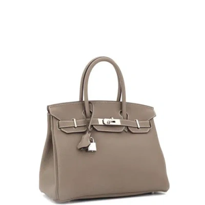 Pre-owned Hermes  Hermes Birkin Handbag Grey Togo With Palladium Hardware 30 In Brown