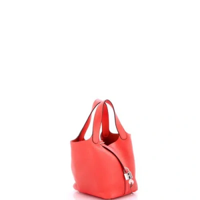 Pre-owned Hermes  Hermes Picotin Lock Bag Clemence Pm In Red