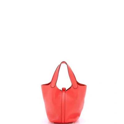 Pre-owned Hermes  Hermes Picotin Lock Bag Clemence Pm In Red