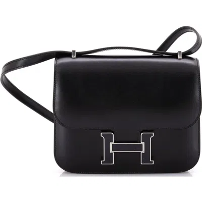 Pre-owned Hermes  Hermes Constance Bag Box Calf With Aventurine 18 In Black
