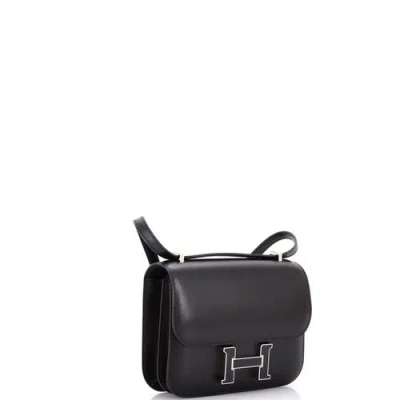 Pre-owned Hermes  Hermes Constance Bag Box Calf With Aventurine 18 In Black