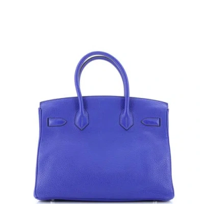 Pre-owned Hermes  Hermes Birkin Handbag Blue Clemence With Palladium Hardware 30