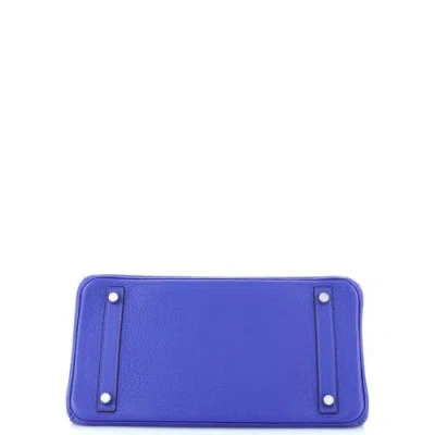 Pre-owned Hermes  Hermes Birkin Handbag Blue Clemence With Palladium Hardware 30