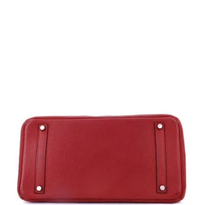 Pre-owned Hermes  Hermes Birkin Handbag Red Clemence With Palladium Hardware 35 In Red