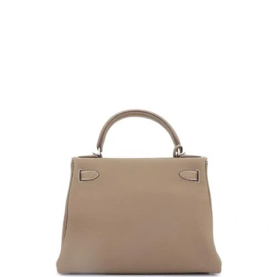 Pre-owned Hermes  Hermes Kelly Handbag Grey Togo With Palladium Hardware 28 In Brown