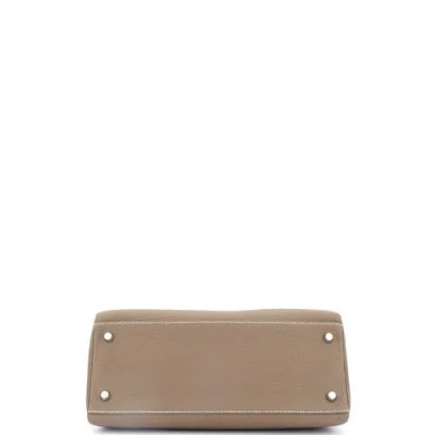 Pre-owned Hermes  Hermes Kelly Handbag Grey Togo With Palladium Hardware 28 In Brown