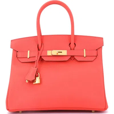 Pre-owned Hermes  Hermes Birkin Handbag Red Epsom With Gold Hardware 30 In Red