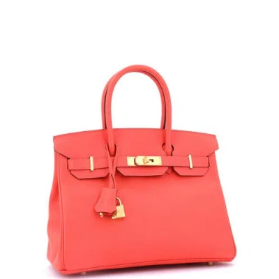 Pre-owned Hermes  Hermes Birkin Handbag Red Epsom With Gold Hardware 30 In Red