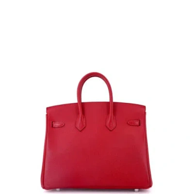 Pre-owned Hermes  Hermes Birkin Handbag Red Epsom With Palladium Hardware 25 In Red