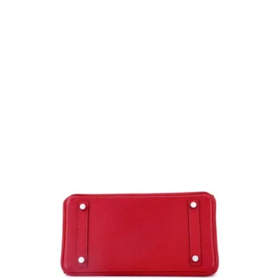 Pre-owned Hermes  Hermes Birkin Handbag Red Epsom With Palladium Hardware 25 In Red