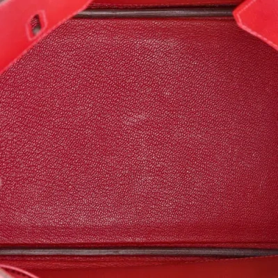 Pre-owned Hermes  Hermes Birkin Handbag Red Epsom With Palladium Hardware 25 In Red
